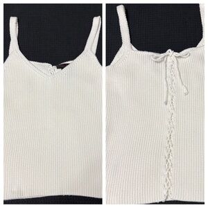 Ralph Lauren White Sweater V-Neck Tank Beautiful Back Tie Up Detail Size Large